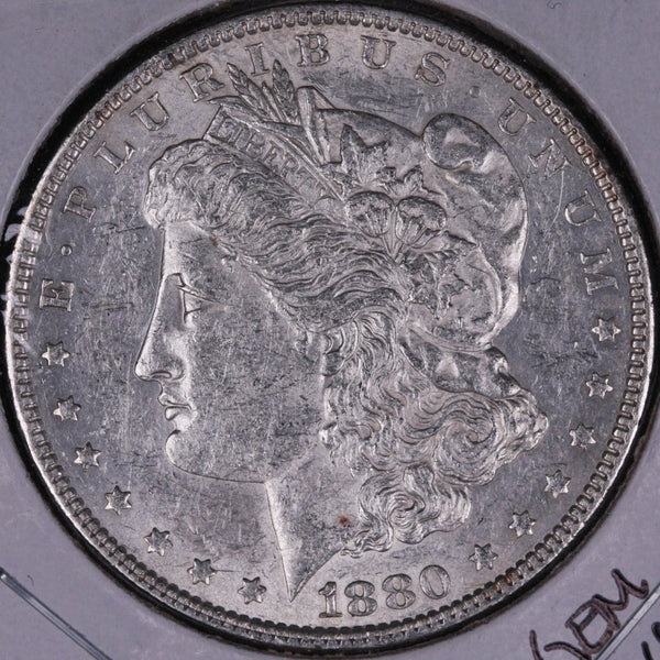 1880 Morgan Silver Dollar, Mint State+ Uncirculated Coin, Store #DR0008