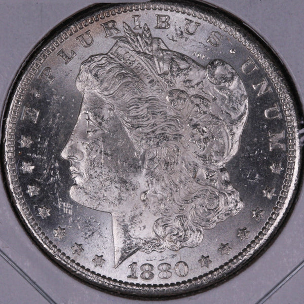 1880-S Morgan Silver Dollar, Gem Mint State Uncirculated Coin, Store #DR0163