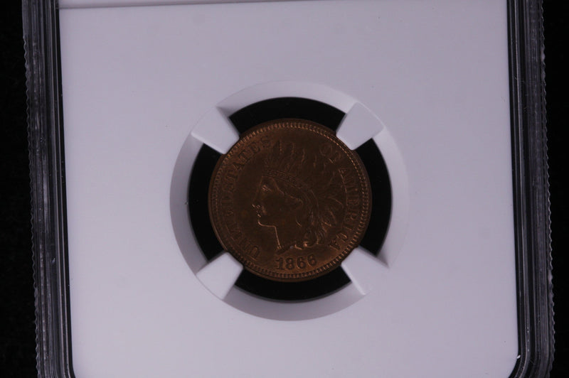 1866 Indian Head Cent, Choice Problem Free Coin. NGC MS66.
