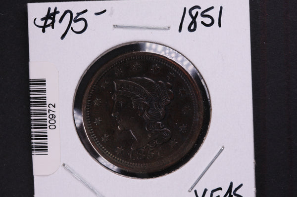 1851 Large Cent, Affordable Early Date Copper Cent. Available on-line Only. #0972