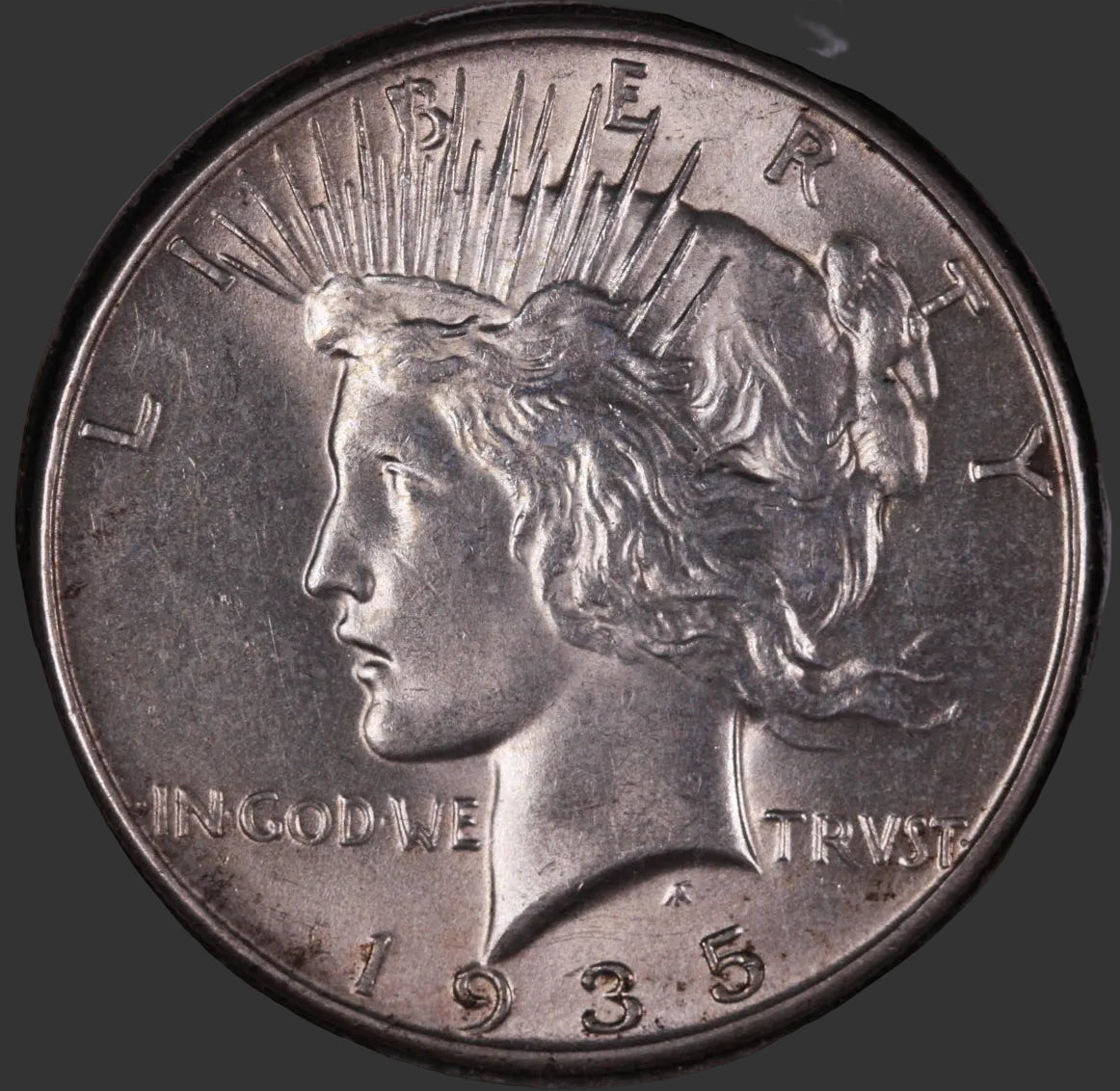 1935 Peace Silver Dollar, Mint State, Uncirculated Coin, Store #DR006.
