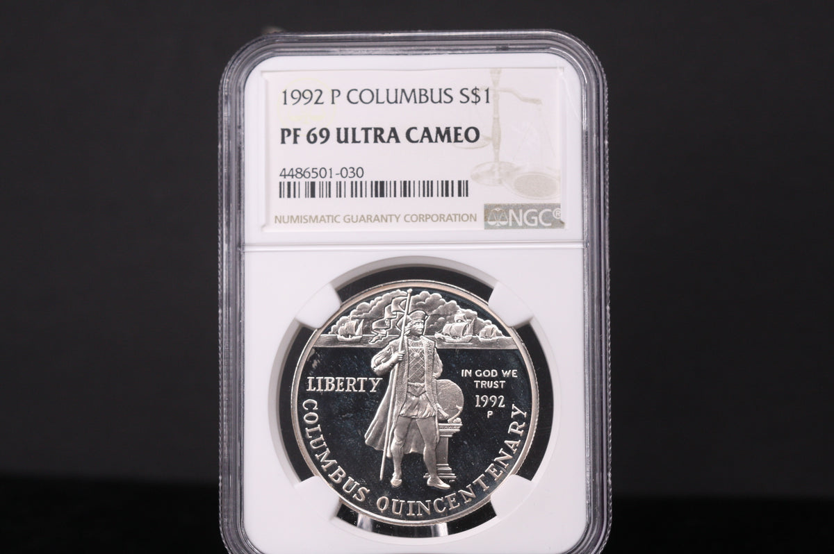 1992-P Columbus Commemorative. Silver $1. NGC PF-69 Ultra Cameo. #0338