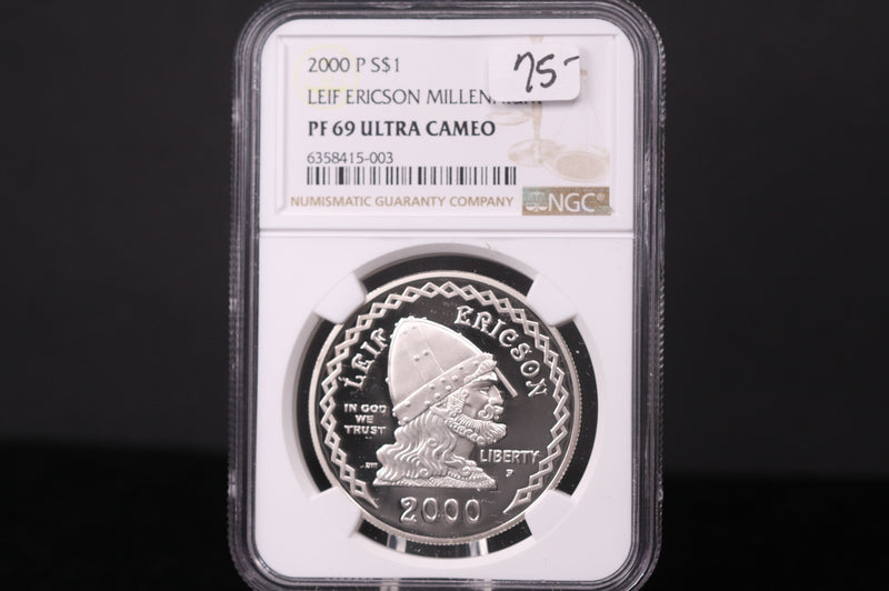 2000-P Leif Ericson Commemorative. Silver $1. NGC PF-69 Ultra Cameo