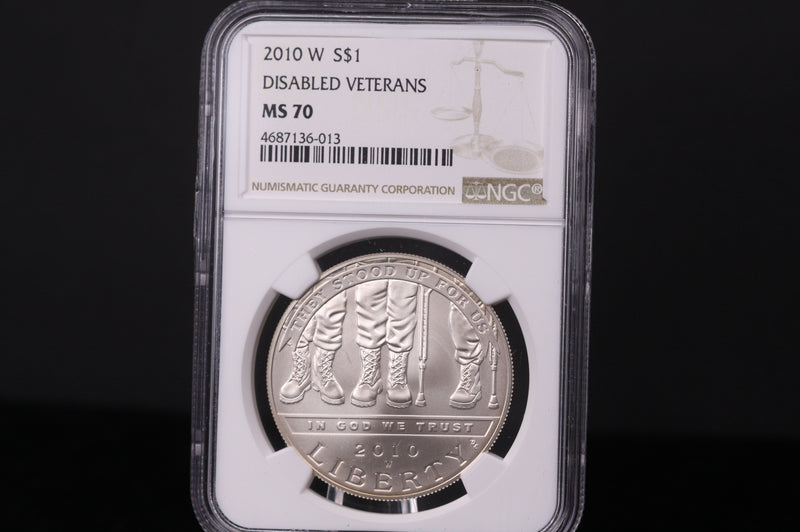 2010-W Disabled Veterans Commemorative. Silver $1. NGC MS-70.  Store