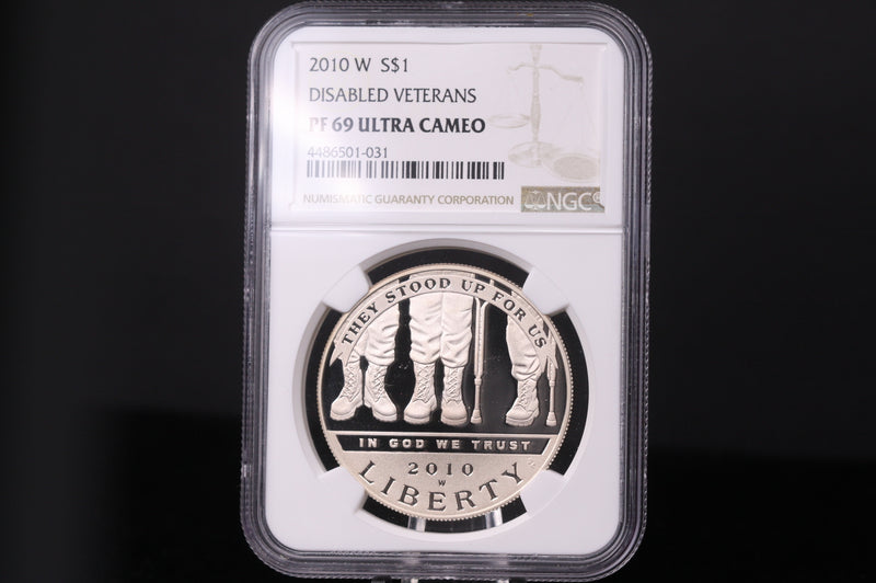 2010-W Disabled Veterans Commemorative. Silver $1. NGC PF-69 Ultra Cameo.
