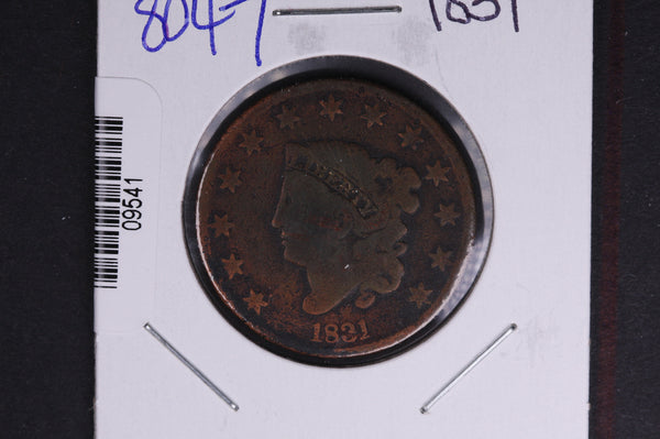1831 Liberty Head Large Cent.  Affordable Collectible Coin. Store # 09541