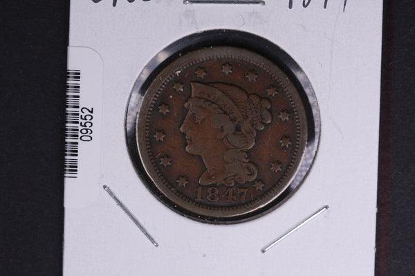 1847 Liberty Head Large Cent.  Affordable Collectible Coin. Store # 09552