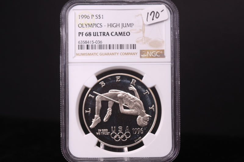 1996-P Olympics-High Jump Commemorative. Silver $1. NGC PF-68 Ultra Cameo.