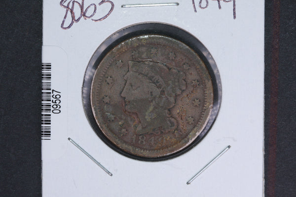 1849 Liberty Head Large Cent.  Affordable Collectible Coin. Store # 09567
