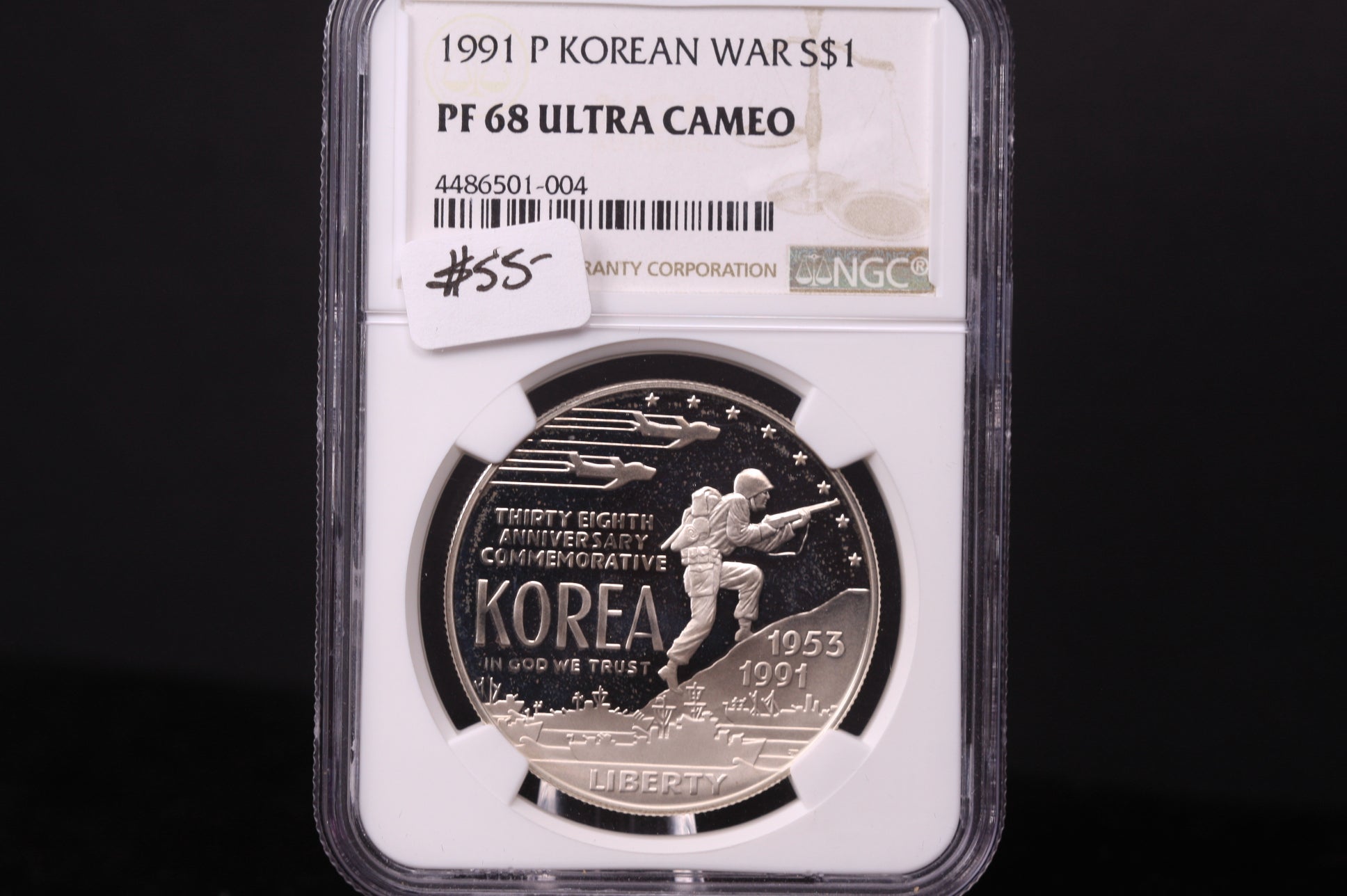 1991-P Korean War Commemorative.  Silver $1. NGC PF-68 Ultra Cameo.  Store #03369