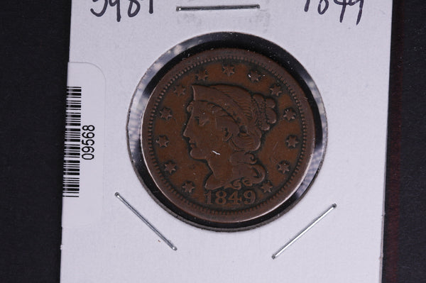 1849 Liberty Head Large Cent.  Affordable Collectible Coin. Store # 09568