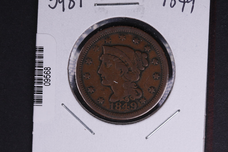 1849 Liberty Head Large Cent.  Affordable Collectible Coin. Store