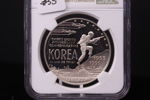 1991-P Korean War Commemorative.  Silver $1. NGC PF-68 Ultra Cameo.  Store #03369