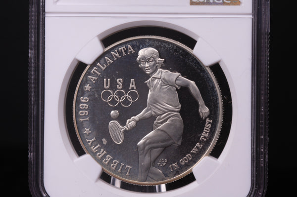 1996-P Olympics - Tennis - Commemorative.  Silver $1.  NGC PF-68 Ultra Cameo.  #03380