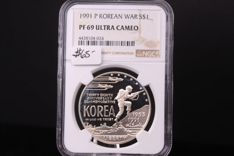 1991-P Korean War Commemorative.  Silver $1. NGC PF-69 Ultra Cameo.  Store