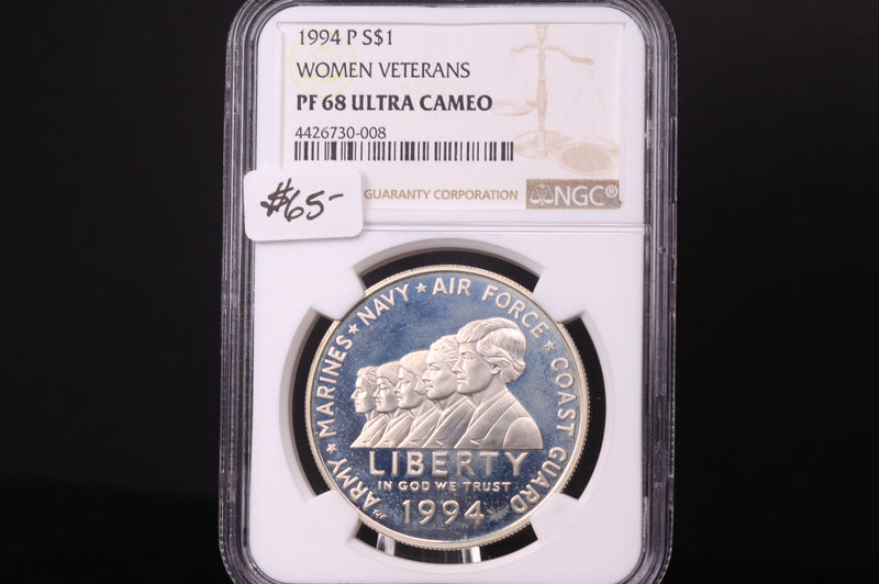 1994-P Women Veterans Commemorative. Silver $1. NGC PF68 Ultra Cameo