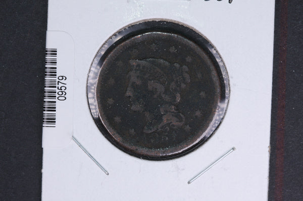 1851 Liberty Head Large Cent.  Affordable Collectible Coin. Store # 09579