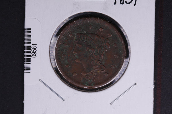1851 Liberty Head Large Cent.  Affordable Collectible Coin. Store # 09581