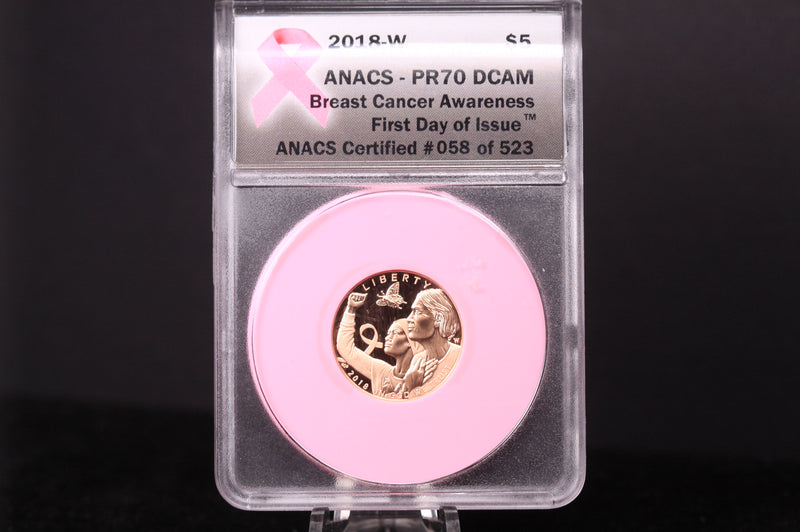 2018-W $5 Gold 'Breast Cancer Awareness" Commemorative.  Store