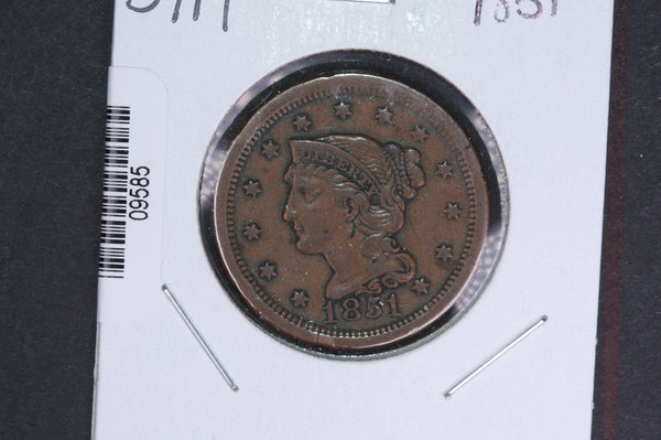 1851 Liberty Head Large Cent.  Affordable Collectible Coin. Store # 09585