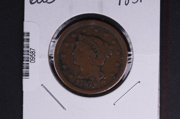 1851 Liberty Head Large Cent.  Affordable Collectible Coin. Store # 09587