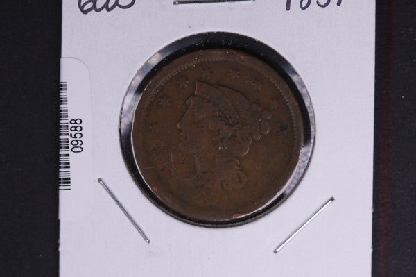 1851 Liberty Head Large Cent.  Affordable Collectible Coin. Store # 09588