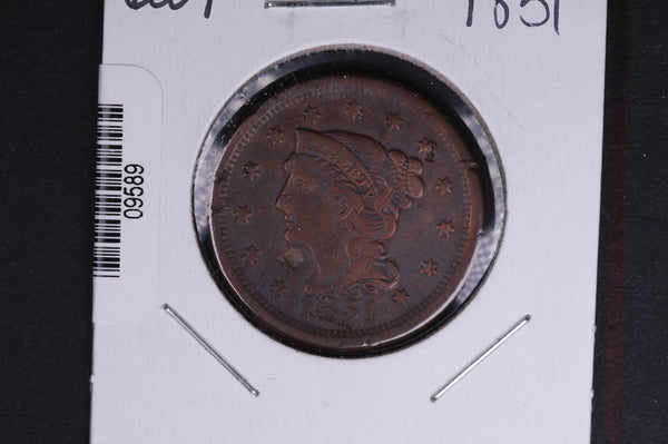 1851 Liberty Head Large Cent.  Affordable Collectible Coin. Store # 09589