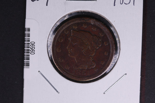 1851 Liberty Head Large Cent.  Affordable Collectible Coin. Store # 09590