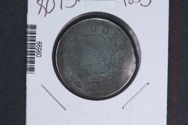 1853 Liberty Head Large Cent.  Affordable Collectible Coin. Store # 09599