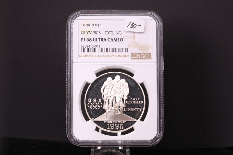 1995-P Olympics-Cycling Commemorative. Silver $1. NGC PF-68 Ultra Cameo.