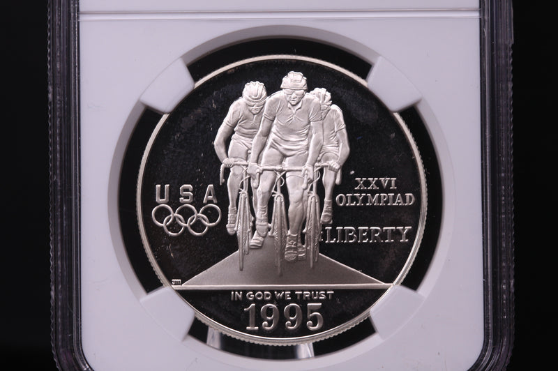 1995-P Olympics-Cycling Commemorative. Silver $1. NGC PF-68 Ultra Cameo.