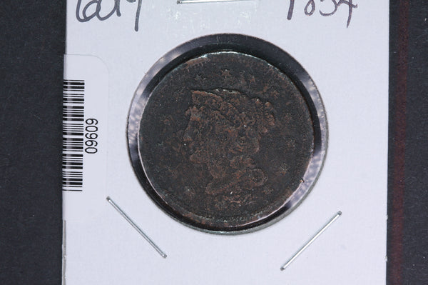 1854 Liberty Head Large Cent.  Affordable Collectible Coin. Store # 09609