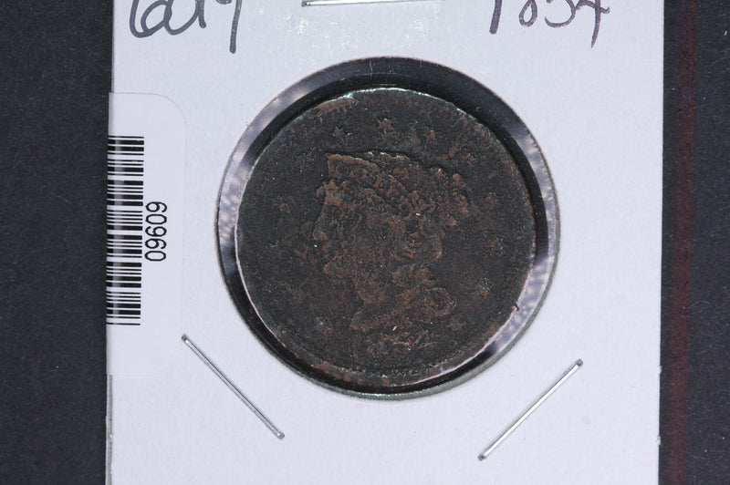 1854 Liberty Head Large Cent.  Affordable Collectible Coin. Store