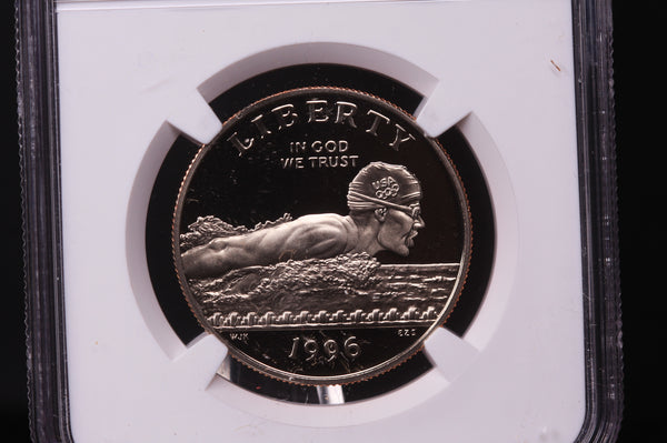 1996-S Olympics-Swimming Commem. Silver Half Dollar. NGC PF-69 Ultra Cameo #03434