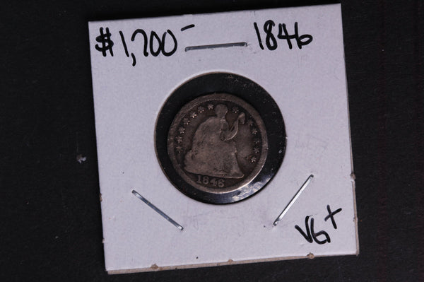 1846 Seated Liberty Half Dime, Very Scarce and Low Mintage. Store #01014