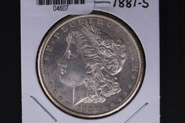 1881-S Morgan Silver Dollar, Un-Circulated Coin,  Store #04607