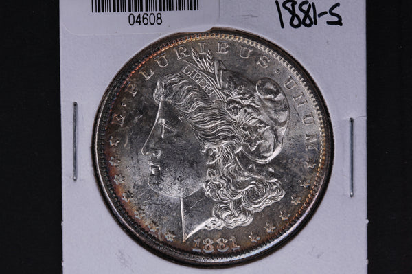 1881-S Morgan Silver Dollar, Un-Circulated Coin,  Store #04608