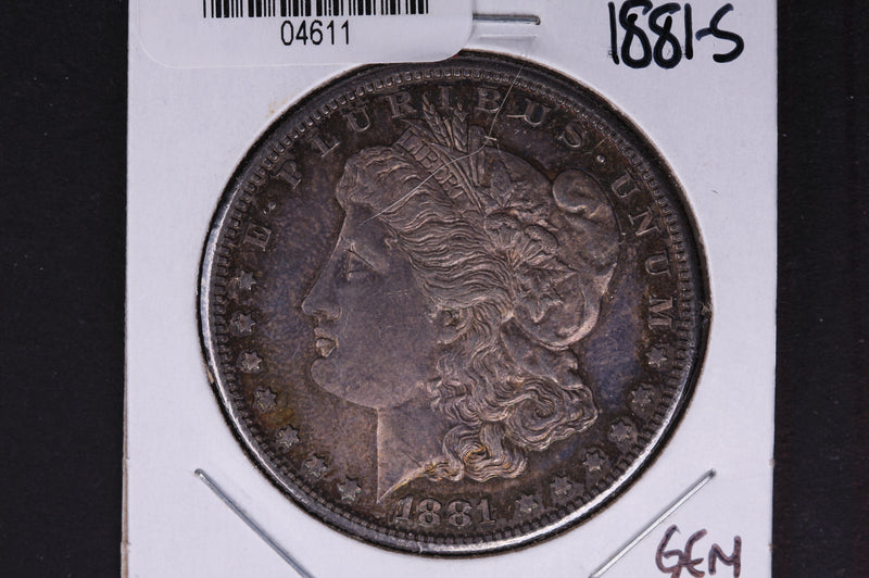 1881-S Morgan Silver Dollar, Un-Circulated condition, Toned.  Store
