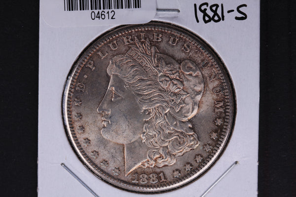 1881-S Morgan Silver Dollar, Un-Circulated condition, Toned.  Store #04612