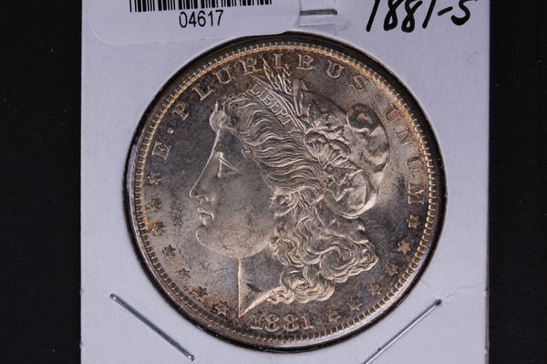 1881-S Morgan Silver Dollar, Un-Circulated, Toned condition, Store #04617
