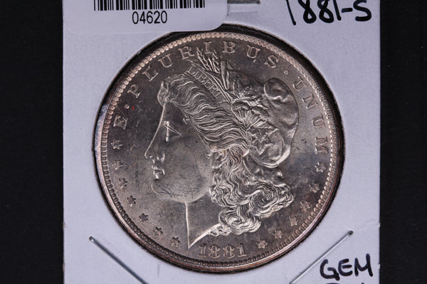 1881-S Morgan Silver Dollar, GEM Brilliant Un-Circulated condition, Store #04620