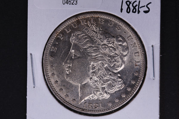 1881-S Morgan Silver Dollar, About Un-Circulated condition, Store #04623