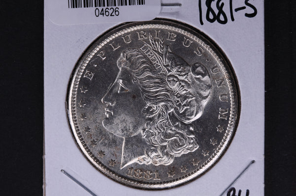 1881-S Morgan Silver Dollar, Brilliant Un-Circulated condition, Store #04626