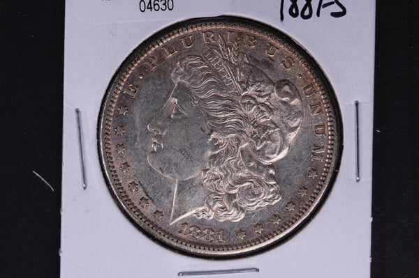 1881-S Morgan Silver Dollar, About Un-Circulated condition. Store #04630