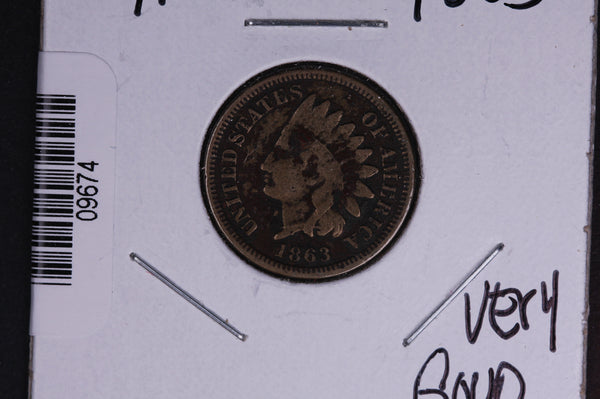1863 Indian Head Small Cent.  Affordable Collectible Coin. Store # 09674