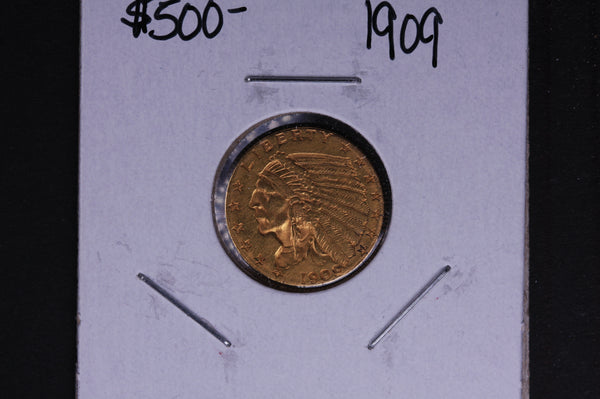 1909 $2.50 Indian Gold Piece. Quarter Eagle, Pre 1933 Gold, Store #01043