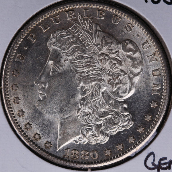1880-S Morgan Silver Dollar, Gem Mint State Uncirculated Coin, Store #DR0171