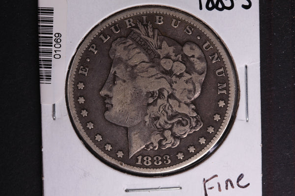 1883-S Morgan Silver Dollar, Fine Circulated condition. Coin Store #01069