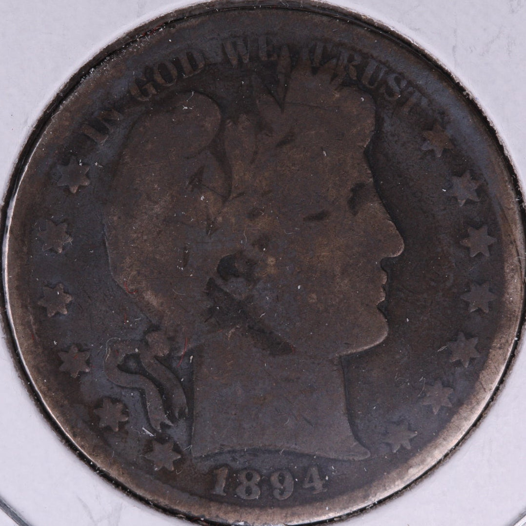1894 Barber Half Dollar, Good Circulated Coin, Store #HR183