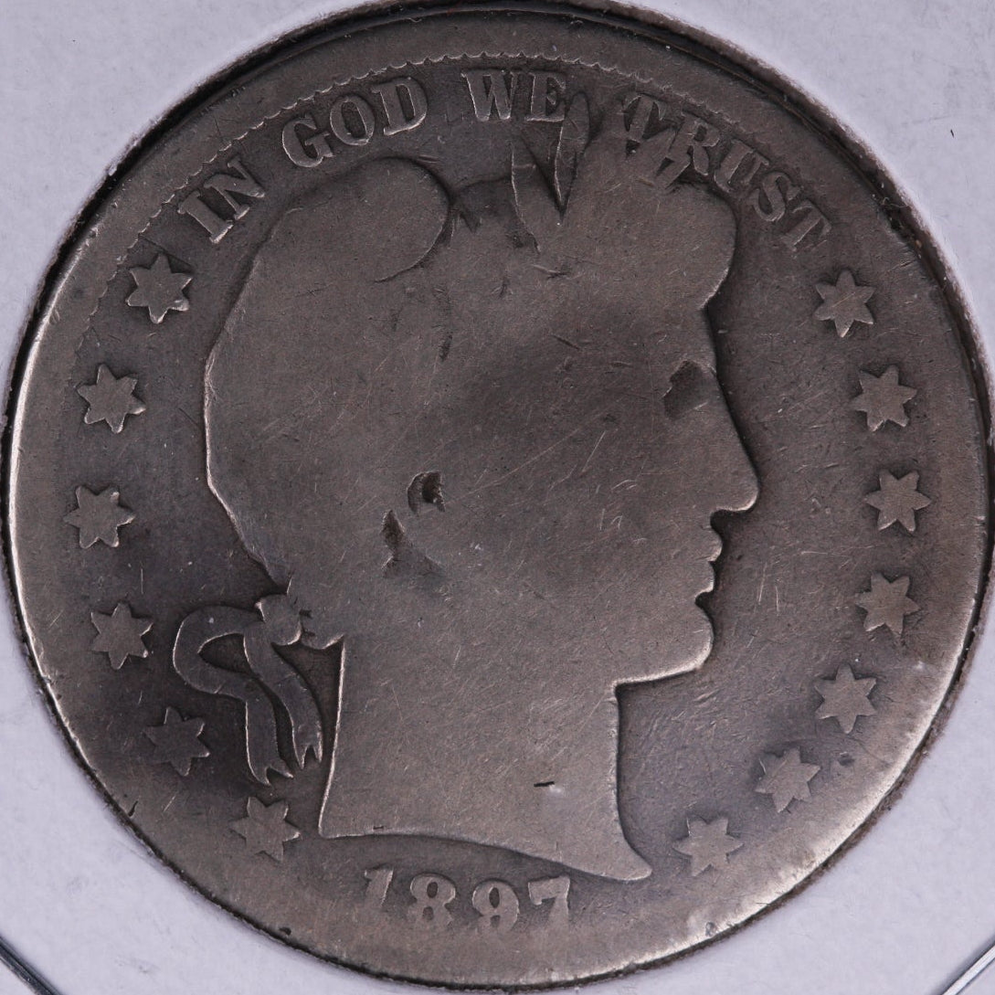 1897-S Barber Half Dollar, About Good Circulated Coin, Store #HR213